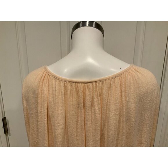 Free People Pale Peach Long Sleeve Top Embroidered Mesh Bell Sleeves, Size M - Picture 7 of 8